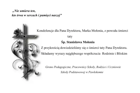 Kondolencje dla rodziny z powodu śmierci taty Pana Dyrektora. Wyrazy najgłębszego współczucia.