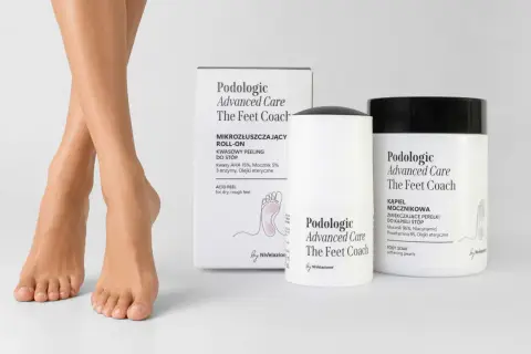Zadbaj o swoje stopy z pedibaehr. Zestaw kosmetyków do pielęgnacji stóp: peeling roll-on i kąpiel zmiękczająca.