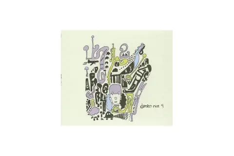 Abstrakcyjny rysunek z napisem "damien rice 9 crimes".