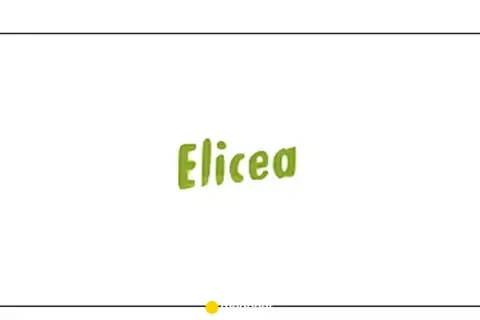 Zielone, stylizowane litery tworzą napis "Elicea".
