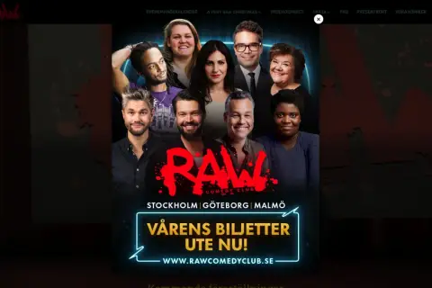 En grupp glada komiker från Raw Comedy Club i Stockholm. Vårens biljetter är ute nu!