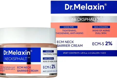 Krem do szyi Dr.Melaxin z formułą ECM-5 2% dla ujędrnienia i odmłodzenia skóry.