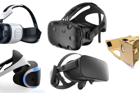 Różne gogle VR: Samsung Gear VR, HTC Vive, PlayStation VR, Oculus Rift i kartonowe Google Cardboard. Idealne, by zacząć przygodę z tym, jakie VR do PC.
