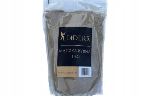 Opakowanie mączki rybnej 1 kg LADER. Idealna do zanęt wędkarskich, przyciąga ryby z daleka.