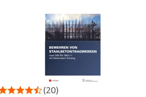 Buchcover: "Bewehrung von Stahlbetontragwerken nach DIN EN 1992-1-1 mit Nationalem Anhang". Baustelle im Hintergrund.