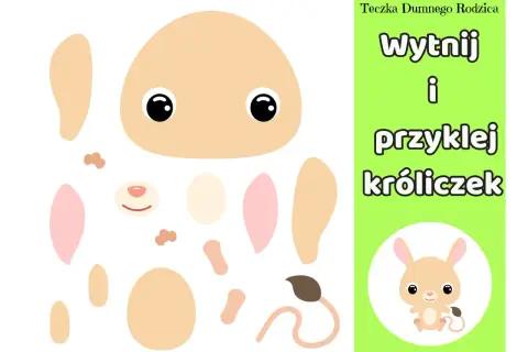 Zestaw elementów do wycinania po linii, by stworzyć uroczego króliczka.