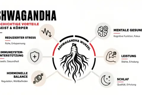 Ashwagandha-Wurzel: Vorteile für Geist & Körper, z.B. reduz. Stress, mentale Gesundheit, Schlaf. Keine bekannten negativen Ashwagandha Nebenwirkungen Psyche.