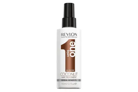 Spray Revlon Uniq One Coconut para proteger tu pelo del sol en la playa.