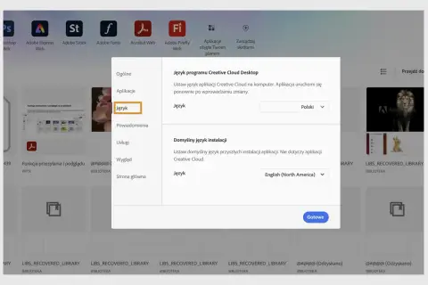 Ustaw język programu Creative Cloud Desktop na polski, aby zmienić język w Adobe Reader.