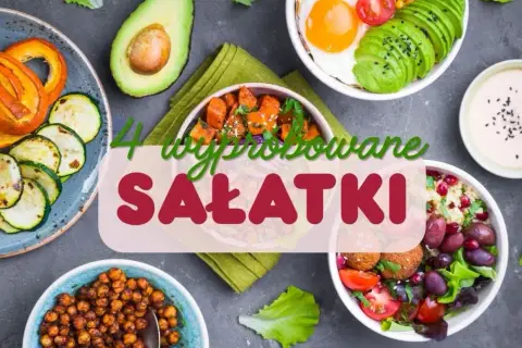 4 wypróbowane sałatki: z awokado i jajkiem, dynią, ciecierzycą i falafelami. Pyszne i zdrowe propozycje.