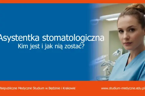 Młoda asystentka stomatologiczna w niebieskim uniformie, gotowa do pracy. Dowiedz się, kim jest i jak zostać asystentką stomatologiczną.