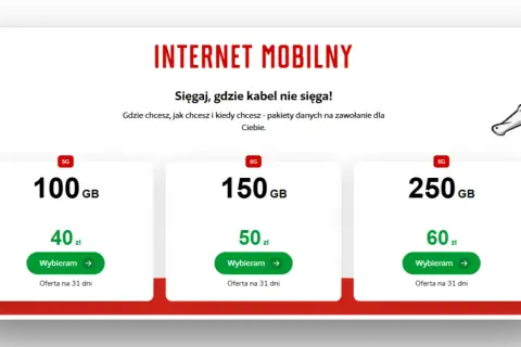 Oferty mobilnego internetu 5G: 100 GB za 40 zł, 150 GB za 50 zł, 250 GB za 60 zł. Czy 10 GB internetu to dużo? Te pakiety to dużo danych!