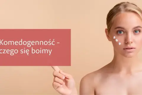Komedogenność - czego się boimy? Młoda kobieta z białymi kropkami kremu na policzku.