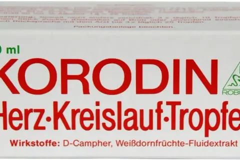 Korodin Herz-Kreislauf-Tropfen, 40 ml. Für das Herz und den Kreislauf. Enthält D-Campher und Weißdornfrüchte-Fluidextrakt.