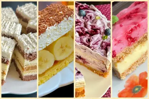 Pyszne niespotykane ciasta: kokosowe, bananowe z czekoladą, jagodowe i malinowe. Każde kusi wyglądem i smakiem.