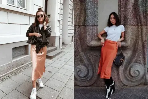 Stylizacje z satynową spódnicą, które zachwycą na każdą okazję