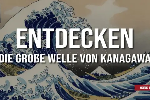 Die große Welle von Kanagawa, ein Meisterwerk, das die Kraft der Natur und kleine Boote im Sturm zeigt.