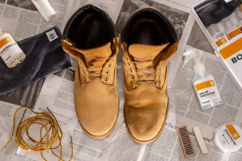 Learn how to wash Timberland boots with this boot care kit, featuring cleaner, proofer, and wax.