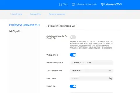 Ustawienia Wi-Fi: sprawdź, jak sprawdzić ile GHz ma Wi-Fi, wybierając między 2,4 GHz a 5 GHz.