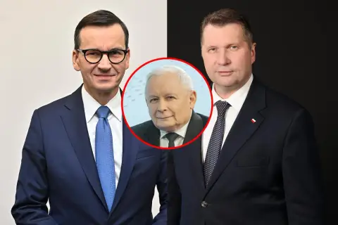 Jarosław Kaczyński w centrum, otoczony przez Mateusza Morawieckiego i Mariusza Błaszczaka. Czy to symbol sekrety frakcji "Maślarzy" i "Harcerzy" wewnątrz struktur partii PiS?