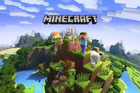 Steve, Alex, zwierzęta i potwory na tle krajobrazu Minecraft. Poznaj podstawowe komendy Minecraft, by przetrwać!
