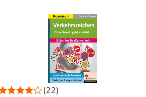 Buchcover "Verkehrszeichen" mit vielen Symbolen, ideal für die Grundschule. Spielerisch lernen im Straßenverkehr.