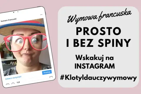 Kobieta w okularach i kapeluszu na Instagramie. Wymowa francuska prosto i bez spiny. #Klotyldauczwywymowy