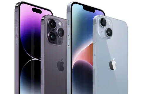 Nowe iPhone 14 Pro w kolorach fioletowym i niebieskim. Zastanawiasz się nad wymianą baterii iPhone 14 Pro?