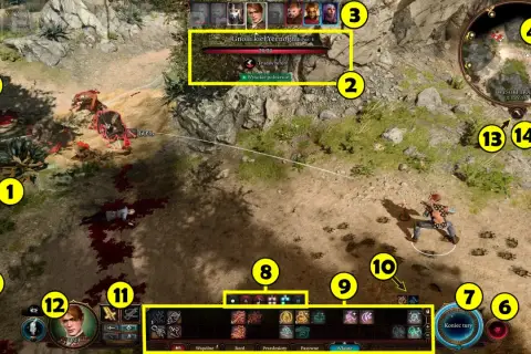 W grze Baldur's Gate 3 trwa walka. Postacie walczą z gnollami na trudnym terenie.