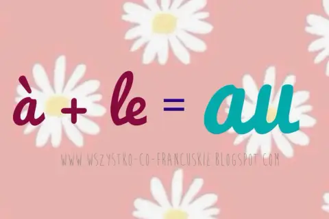 Różowe tło z kwiatkami. Równanie: à + le = au.