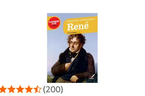 Okładka książki "René" François René de Chateaubriand, z portretem autora.