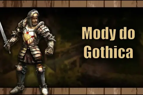 Rycerz w zbroi z mieczem, obok napis "Mody do Gothica".