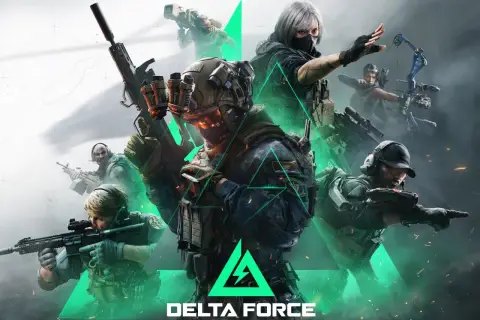Drużyna Delta Force na PS5 gotowa do akcji. Żołnierze z bronią i łukiem w dynamicznej pozie.