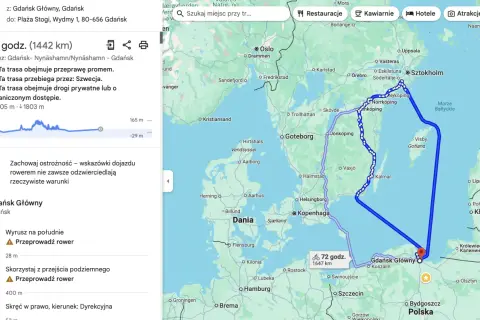 Trasa rowerowa z Gdańska do Kołobrzegu to 1442 km przez Szwecję i prom.