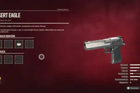 Pistolet Desert Eagle, potężny, wielkokalibrowy deagle, gotowy do modyfikacji.