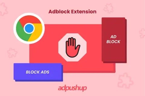 Logo Chrome i znak stopu symbolizują adblock w przeglądarce Chrome na Androida.
