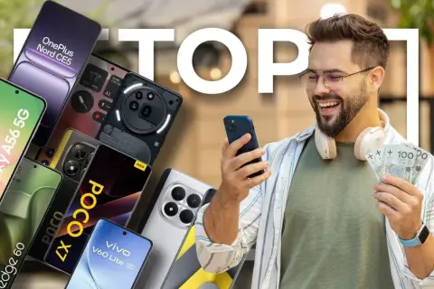 Szukasz najlepszych telefonów do 1500 zł? Zobacz nasz ranking! Na zdjęciu smartfony i mężczyzna z pieniędzmi.