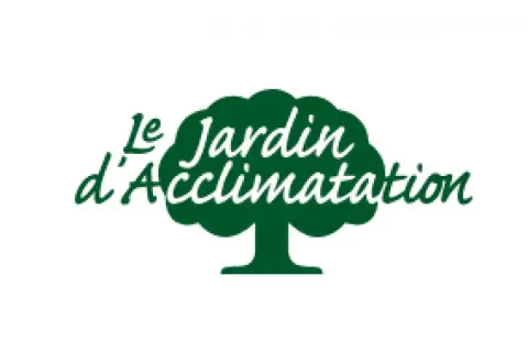 Logo du parc d'acclimatation avec un arbre stylisé et le texte "Le Jardin d'Acclimatation" en vert.