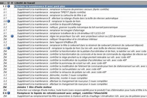 Carnet d'entretien Mercedes GLA 200 : liste des opérations de maintenance, vidange, remplacement de filtres, contrôle des systèmes.