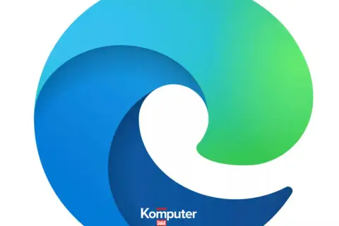 Logo przeglądarki Microsoft Edge. Falisty kształt w odcieniach niebieskiego i zielonego, symbolizujący szybkość i innowacyjność.