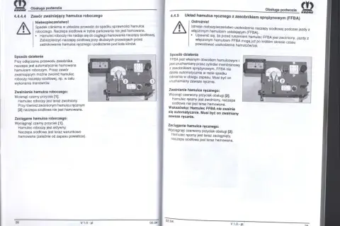 Aby zaciągnąć hamulec w naczepie, wyciągnij czarny przycisk [1]. Hamulec roboczy jest aktywny, a naczepa siodłowa jest warunkowo hamowana.
