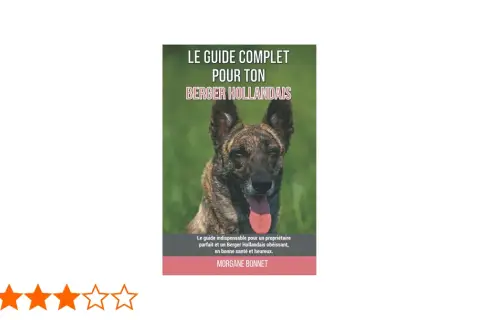 Le portrait d'un magnifique berger hollandais, langue pendante, sur la couverture d'un guide pour propriétaires.