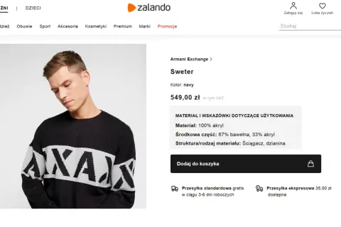 Męski sweter z akrylu, bawełny. Poznaj wady i zalety materiału akrylowego w tym swetrze.