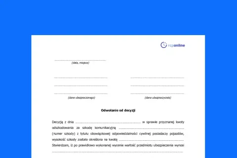 Formularz odwołania od decyzji administracyjnej z polami do wypełnienia.