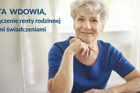 Uśmiechnięta starsza pani, temat: renta wdowia, czyli łączenie renty rodzinnej z innymi świadczeniami.