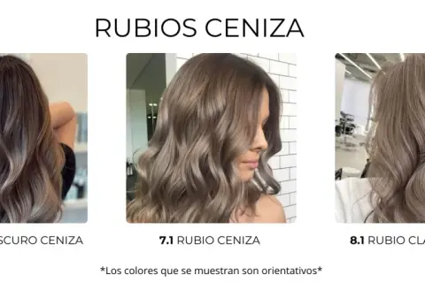Tres tonos de pelo rubio ceniza: oscuro, medio y claro.