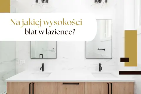 Nowoczesna łazienka z dwoma umywalkami i drewnianą szafką. Zastanawiasz się nad wysokością blatu w łazience?