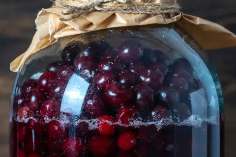 Słoik pełen wiśni, idealnych do nalewki lub kompotu. Oto co zrobic z wisni!
