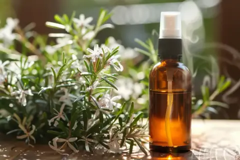 Naturalny spray z rozmarynem, który odstrasza komary w nocy.