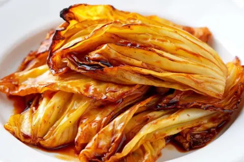 Gerösteter Spitzkohl in einer glänzenden Sauce. Ein köstliches Gericht, das zeigt, wie vielseitig Spitzkohl Rezepte sein können.